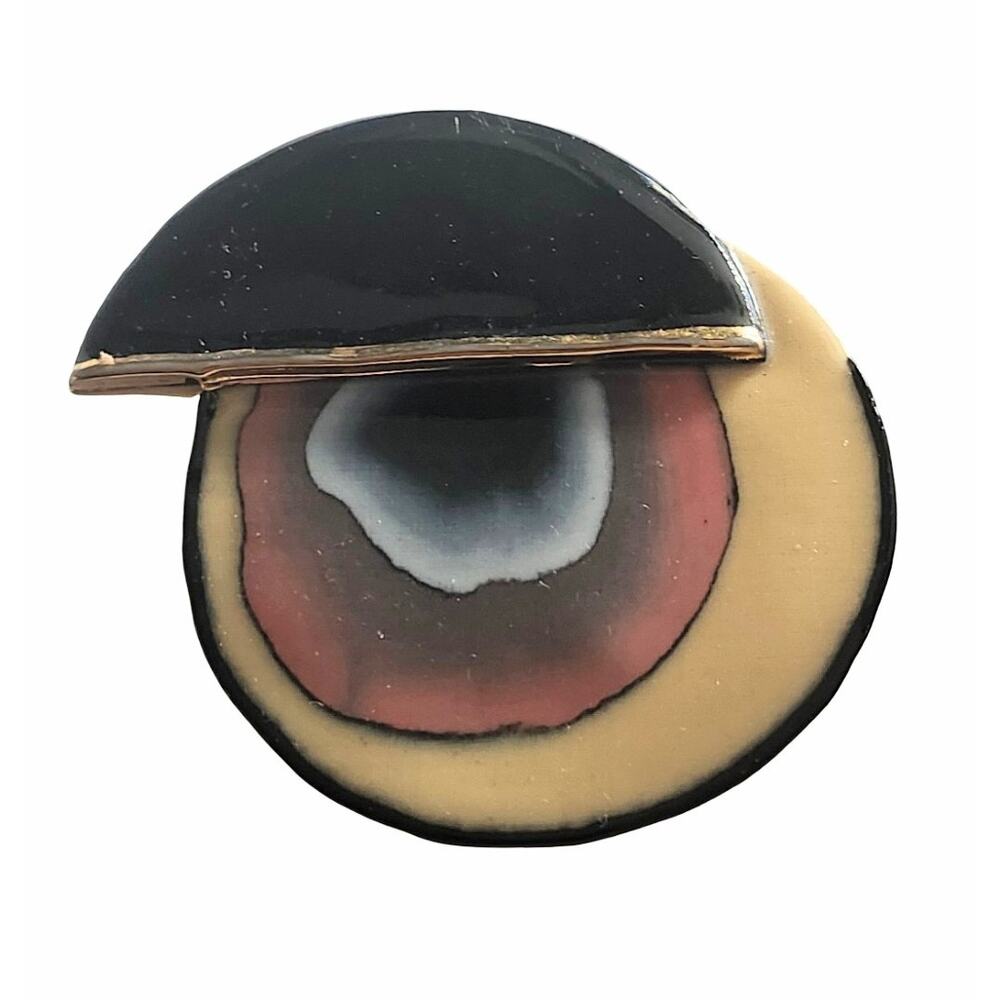 Vtg Artist Signed Concentric Circle Abstract Modernist Pin Brooch